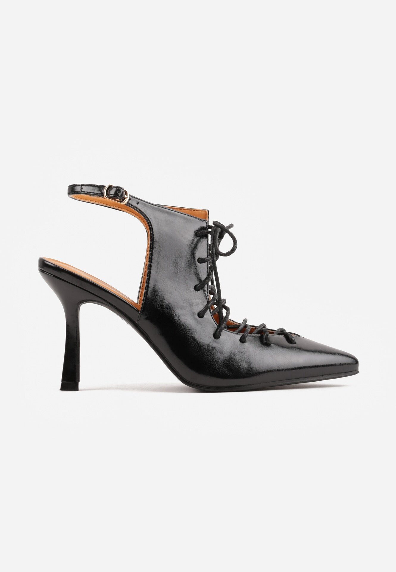 ciaodeo Pantofi cu toc slingback cu tip cravată Angellta Negri