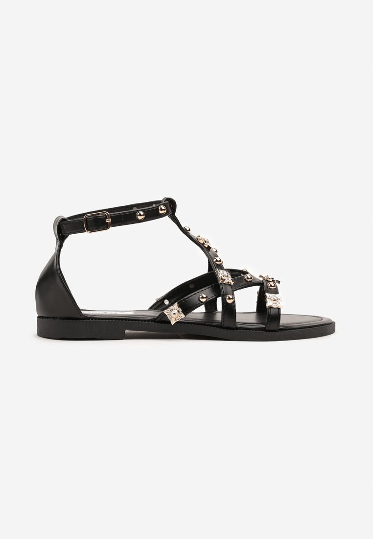 ciaodeo Sandale Negre cu Nituri Metalice Merarose