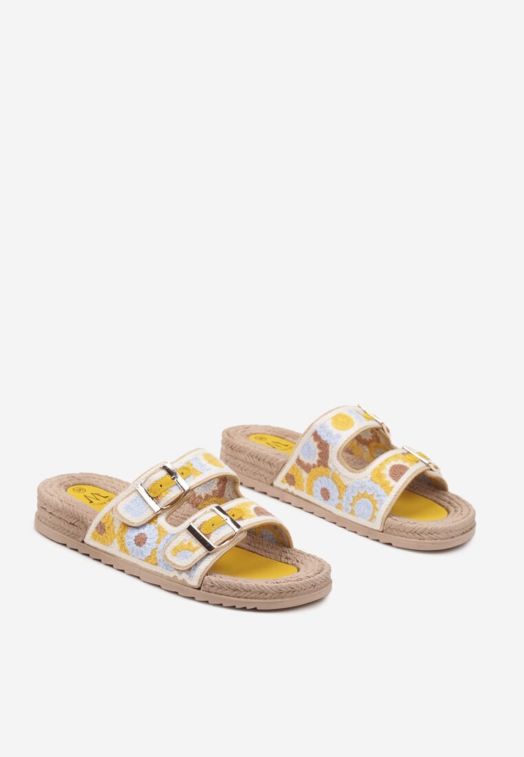 cink me Papuci Galbeni cu Model Geometric și Împletitură Setoriela
