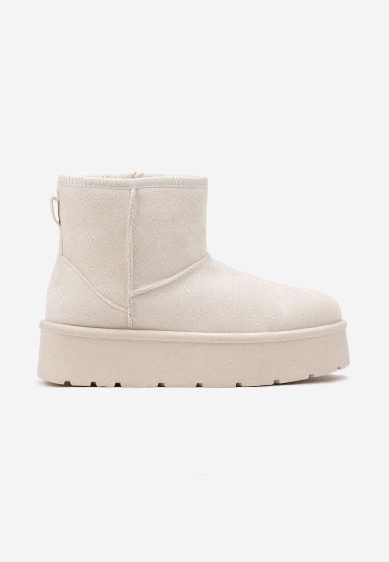  Cizme de zăpadă Bej slip-on cu platformă netedă Irindara