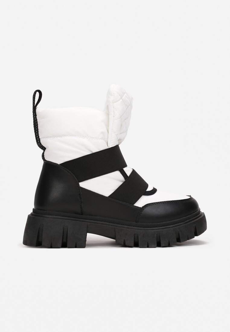  Cizme de zăpadă Negre-Albe Slip-on Matlasate Arjis