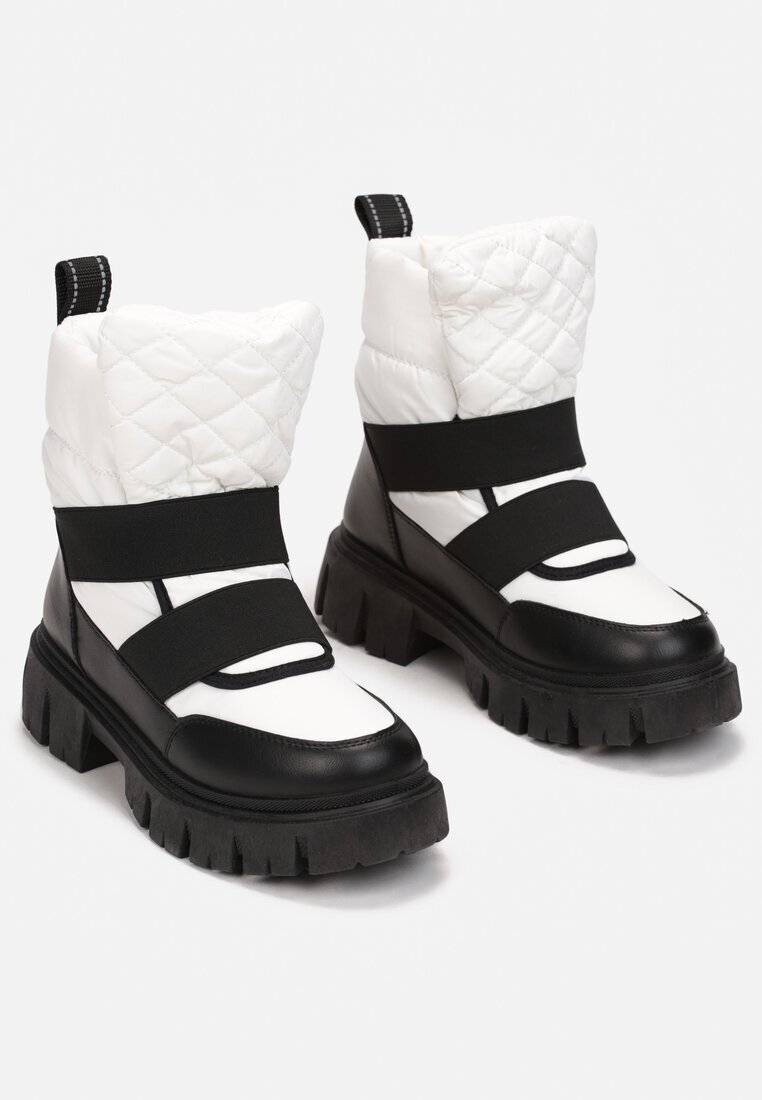  Cizme de zăpadă Negre-Albe Slip-on Matlasate Arjis