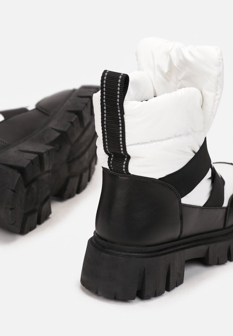  Cizme de zăpadă Negre-Albe Slip-on Matlasate Arjis