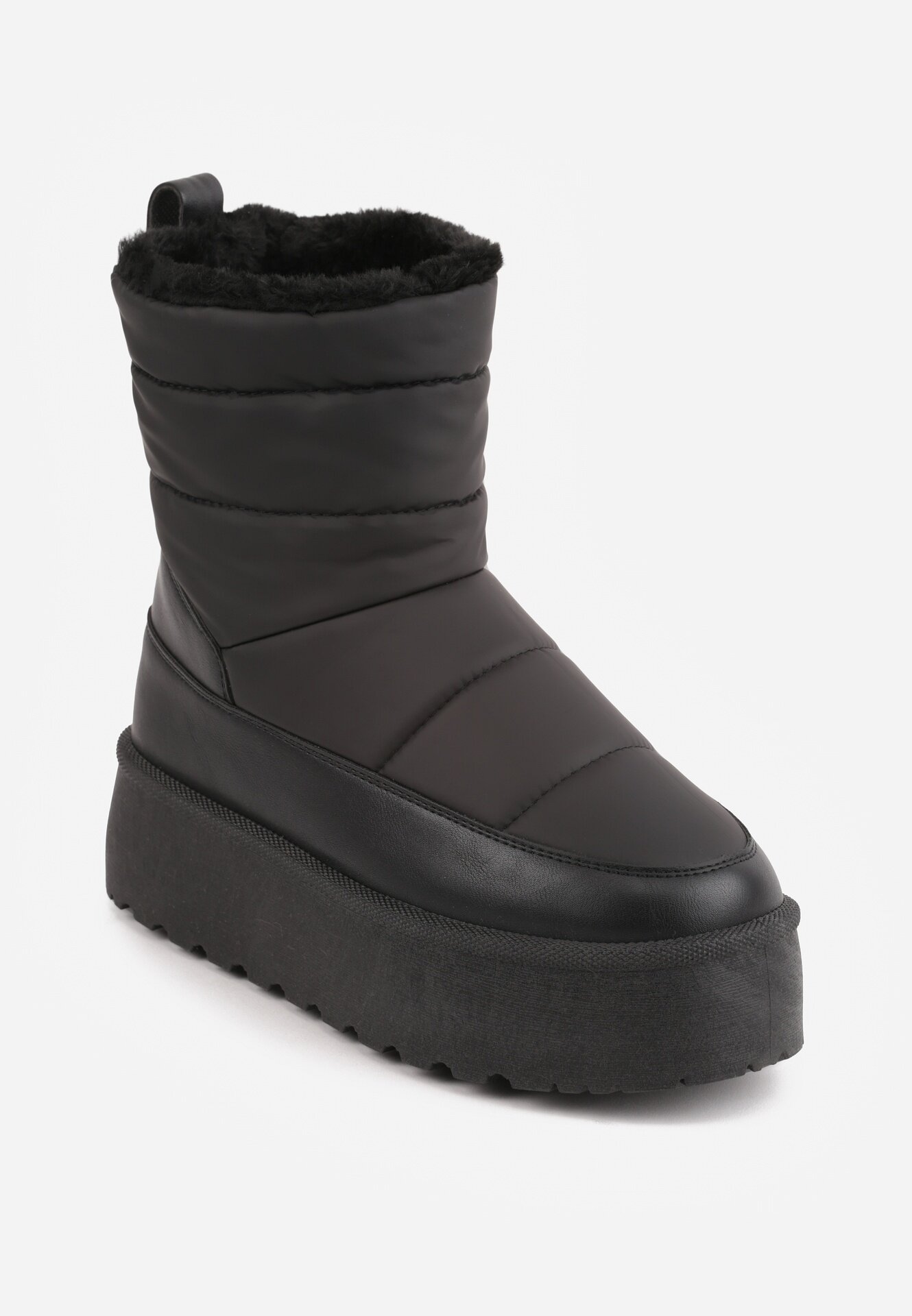  Cizme de zăpadă Negre Vices pe Platformă Decorate cu matlasare Inathoria