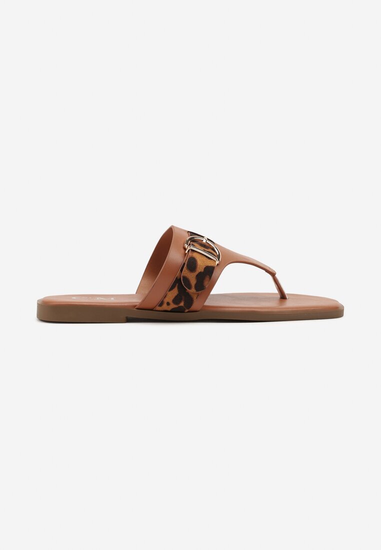 c'm paris Papuci Maro Deschis cu Cataramă Decorativă și Inserații Animal Print Savicelle