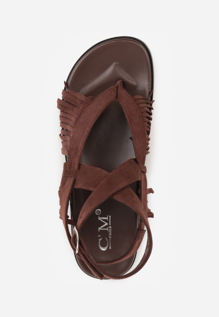 c'm paris Sandale Maro Tip Romane Decorate cu Franjuri Casasos
