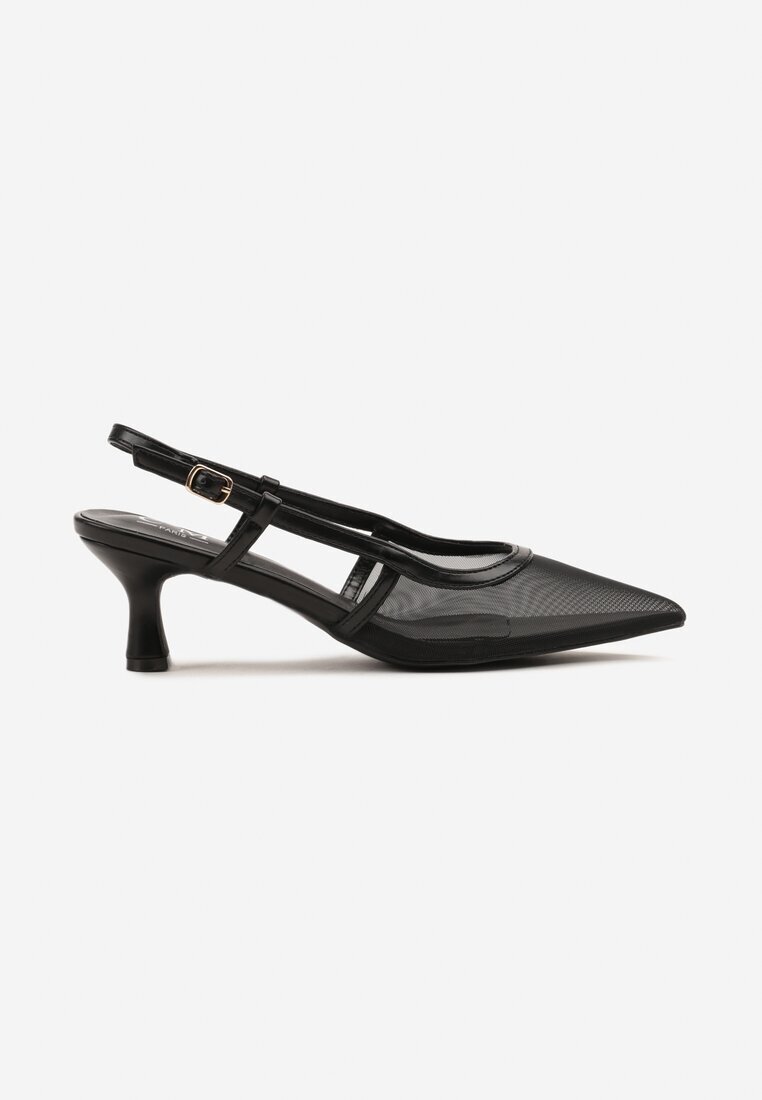 c'm paris Sandale Negre cu plasă slingback cu toc jos Syltewi