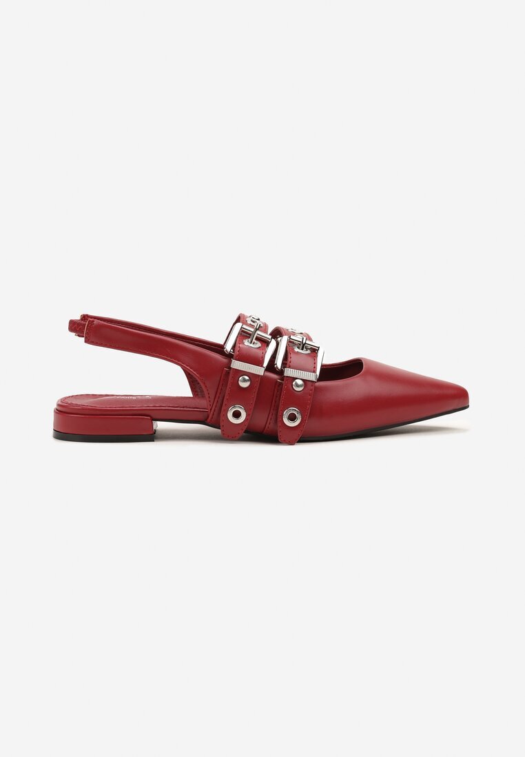 c'm paris Sandale Roșii Tip Slingback Decorate cu Catarame Selritia