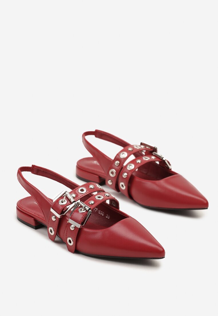 c'm paris Sandale Roșii Tip Slingback Decorate cu Catarame Selritia