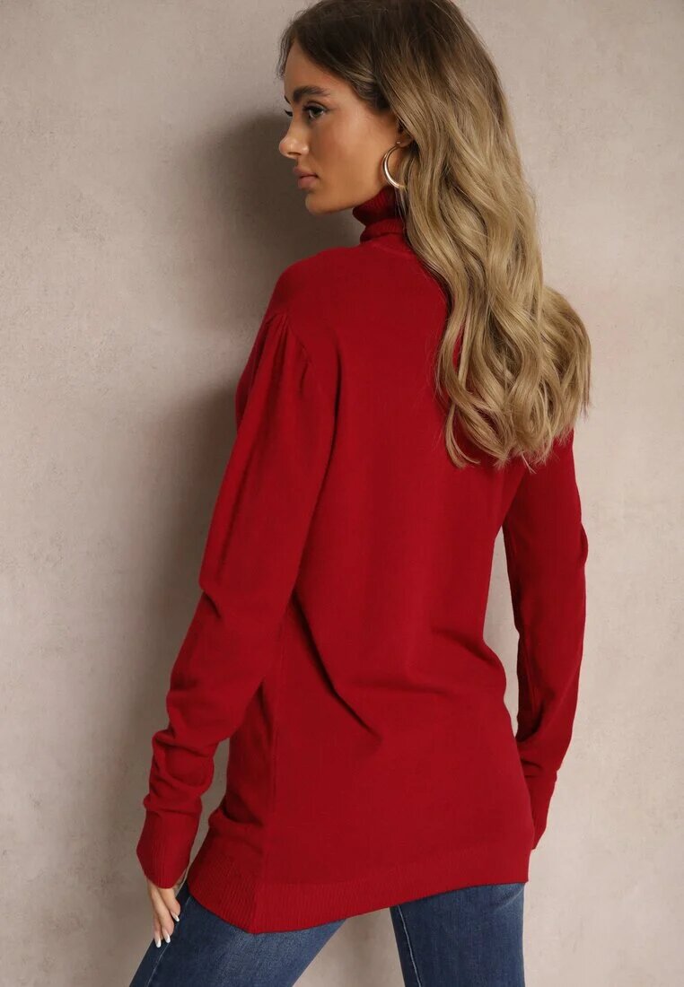 coazy knitz Clasic Pulover cu guler înalt cu mânecă lungă Bordeaux cu adaos de viscoză Leriona