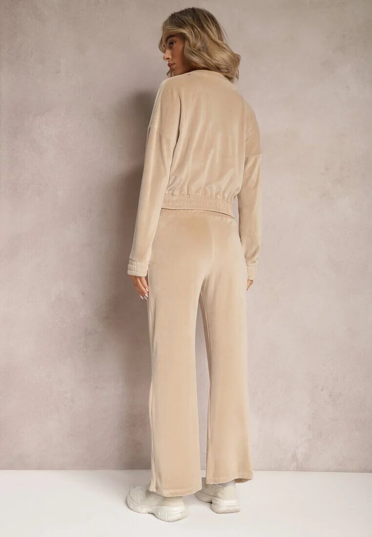  Compleu de Trening Bej Velur cu Bluză și Pantaloni Lunamea
