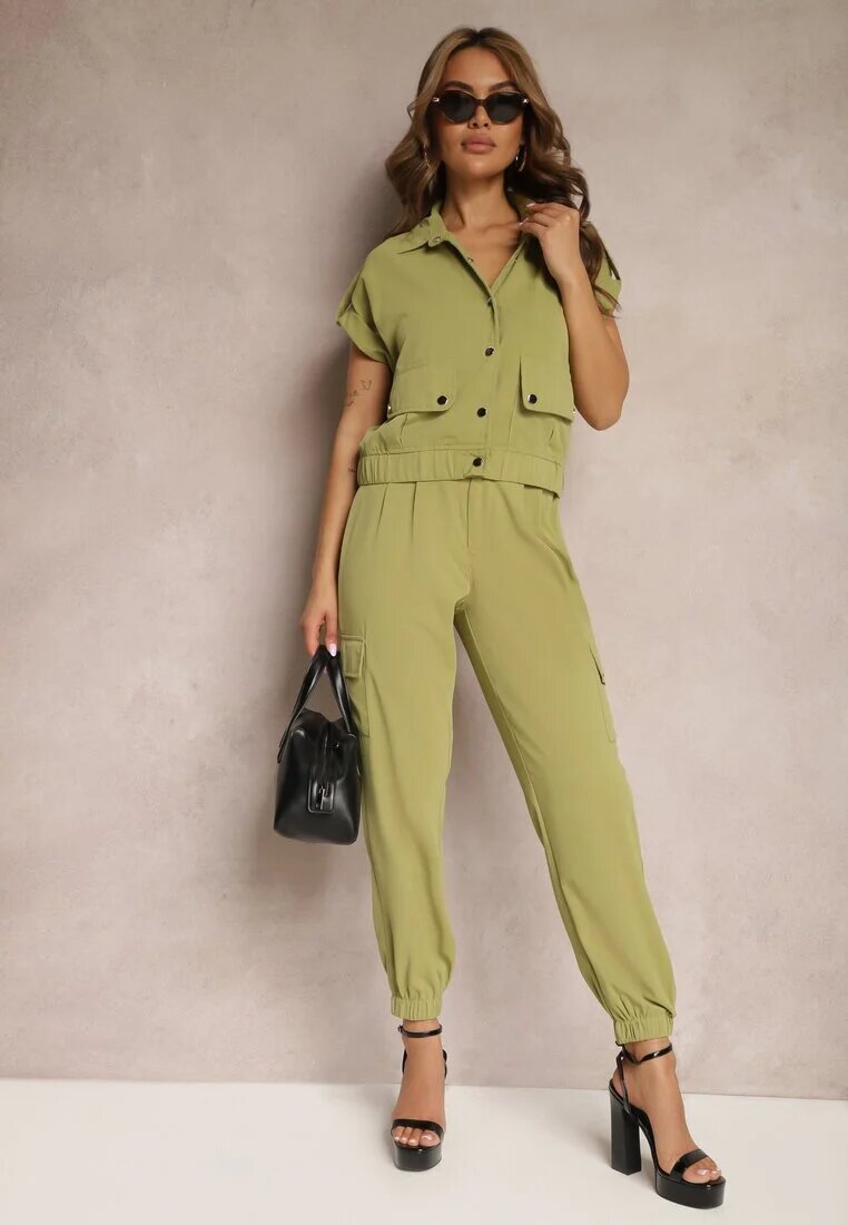  Compleu din 2 piese cu Bluză și Pantaloni Verde închis Ezrala