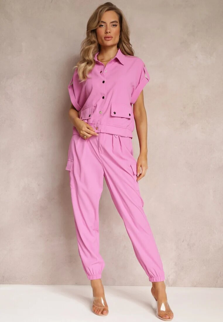  Compleu Fucsia din 2 piese cu Bluză și Pantaloni Ezrala