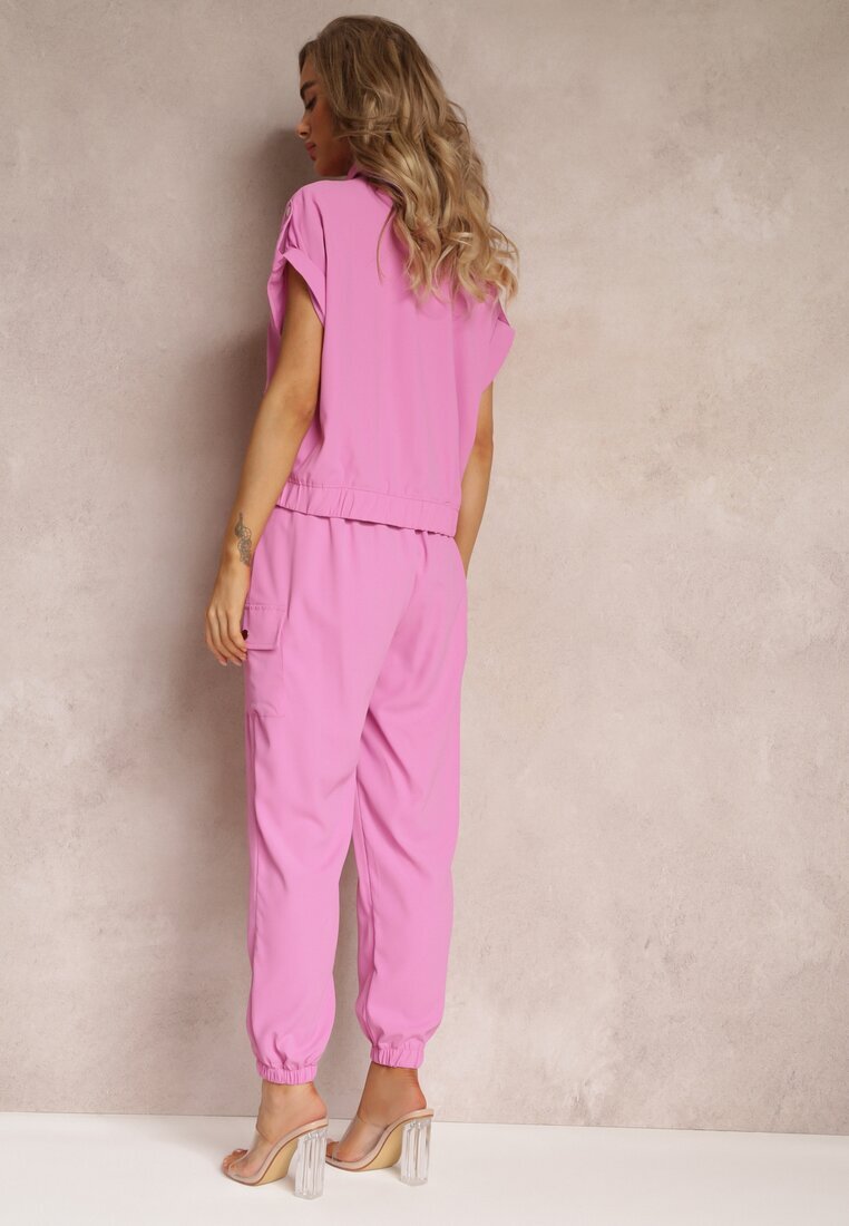  Compleu Fucsia din 2 piese cu Bluză și Pantaloni Ezrala