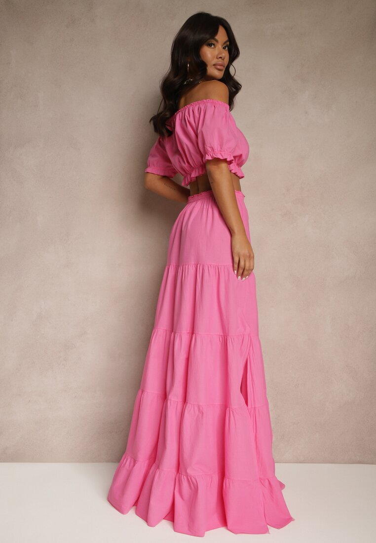  Compleu Fucsia din 2 piese din Viscoză în Stil Spaniol Avasa