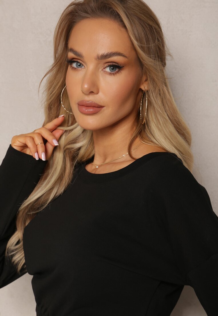  Compleu Trening Negru Bluză Cropped și Pantaloni cu Buzunare Cargo Xerlesa