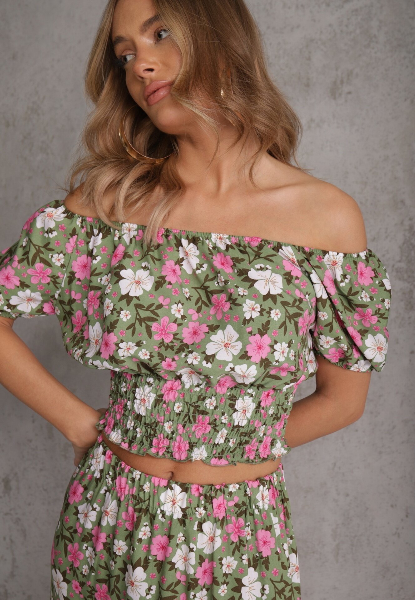  Compleu Verde din bumbac în 2 piese floral Malenis