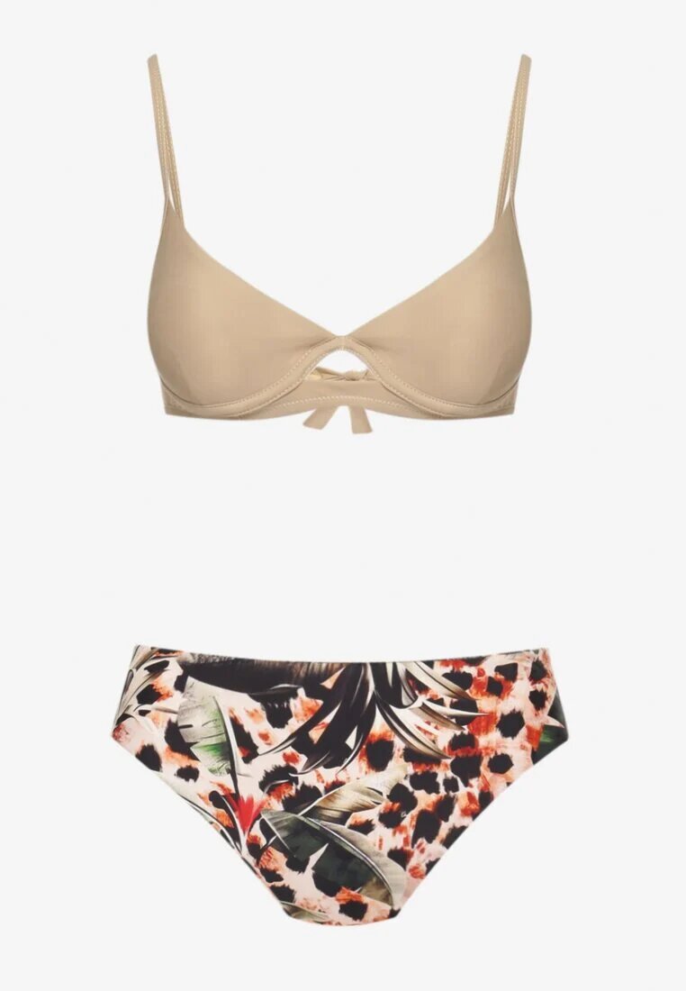  Costum de baie Bikini Bej închis cu Sutien întărit și Chiloți cu model Pialette