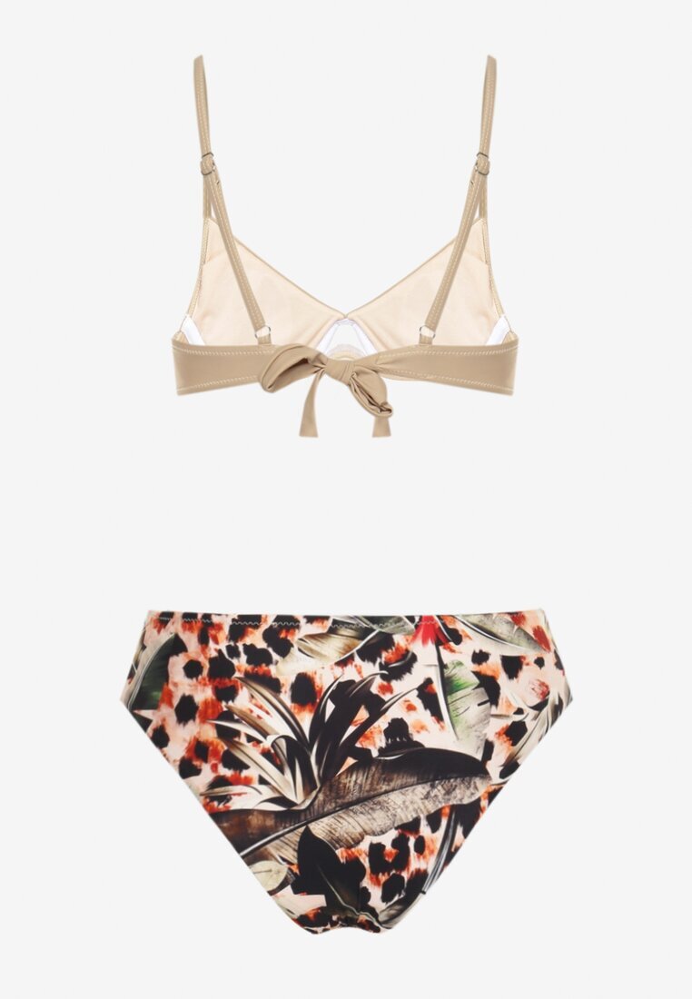  Costum de baie Bikini Bej închis cu Sutien întărit și Chiloți cu model Pialette