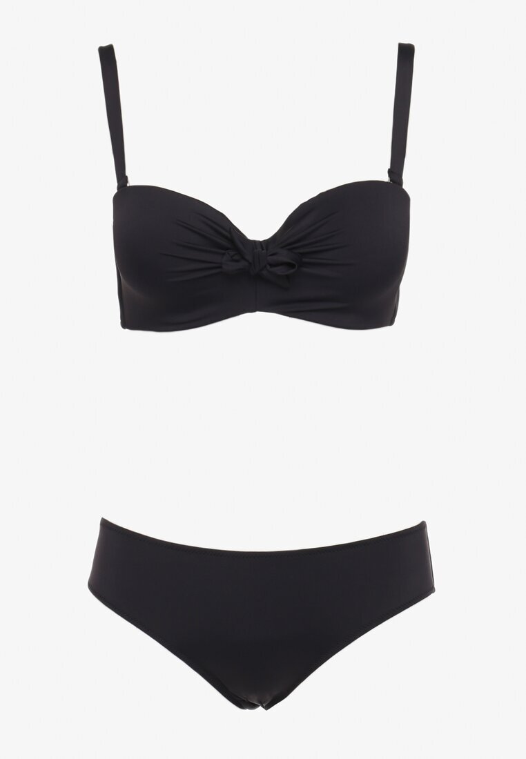  Costum de baie bikini două piese negru cu încrețituri decorative Nariella
