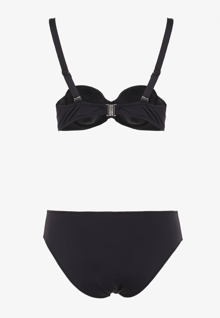 Costum de baie bikini două piese negru cu încrețituri decorative Nariella