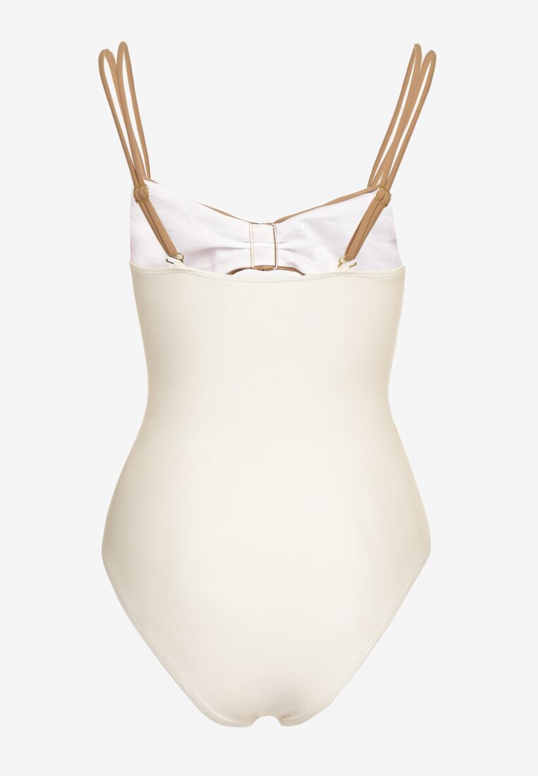  Costum de baie întreg Bej cu Decupaje și Ornamente Metalice Rivanille