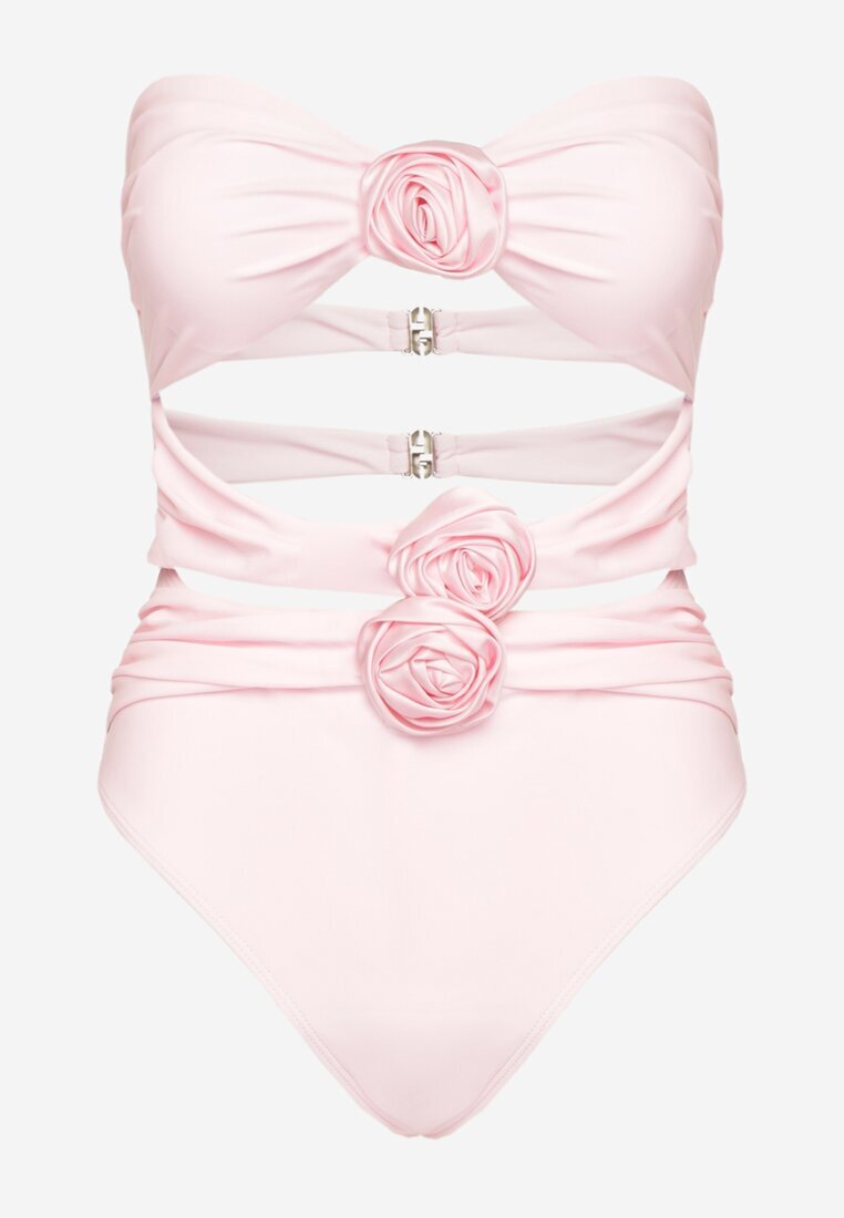  Costum de baie Roz Întreg Fără bretele cu aplicație florală Nansilah