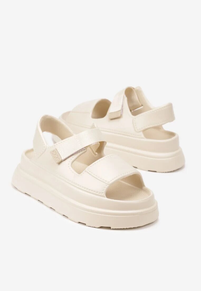 damerose Sandale Bej Chunky din Spumă pe Platformă cu Prindere Velcro Oballia