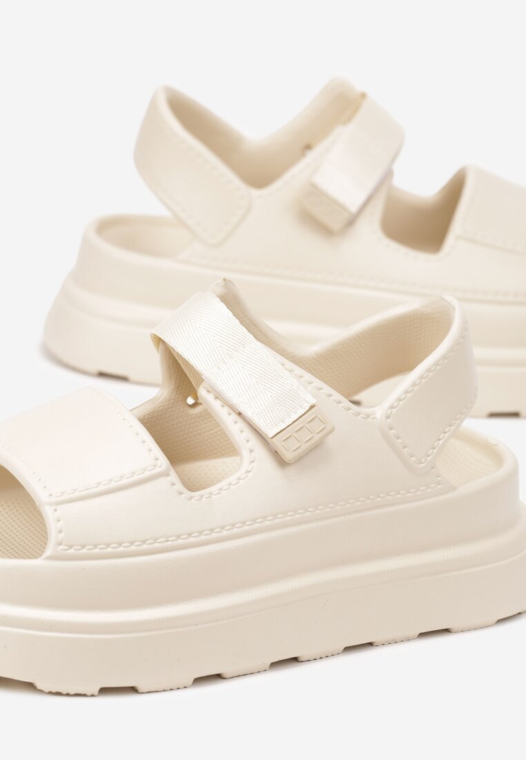damerose Sandale Bej Chunky din Spumă pe Platformă cu Prindere Velcro Oballia