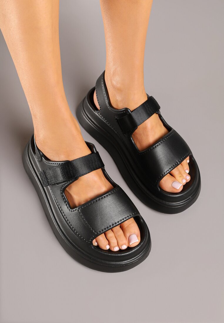 damerose Sandale Negre Chunky din Spumă cu Platformă cu scai Oballia