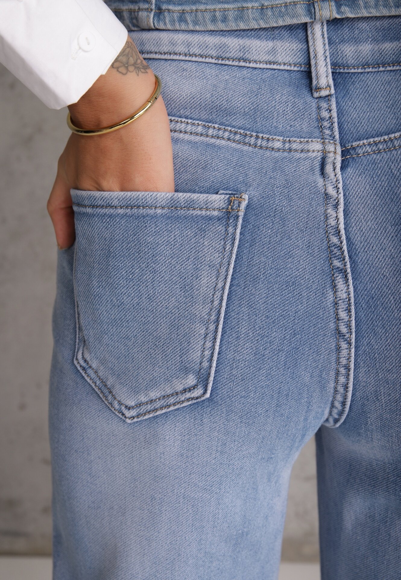 daysie Blugi Albastre High Waist Wide Leg din Bumbac Grynola