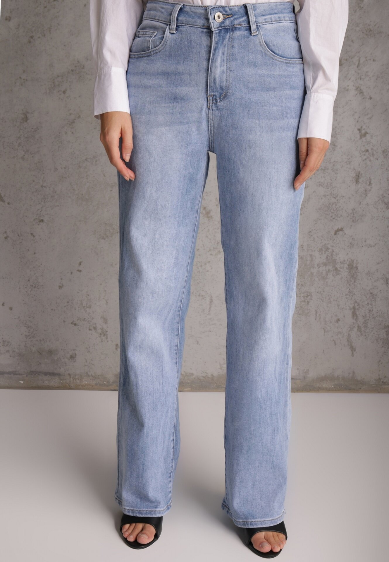 daysie Blugi Albaștri Din bumbac High Waist Wide Leg Cariloth