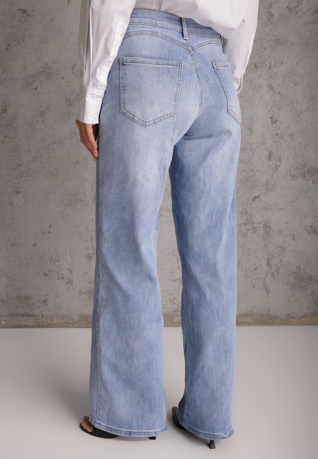 daysie Blugi Albaștri Din bumbac High Waist Wide Leg Cariloth