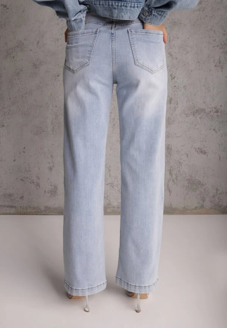 daysie Blugi Albastru deschis Straight Leg High Waist din bumbac Erivera