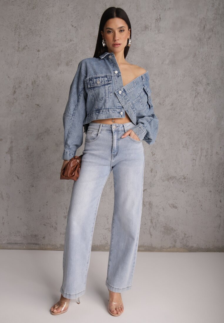 daysie Blugi Albastru deschis Straight Leg High Waist din bumbac Erivera