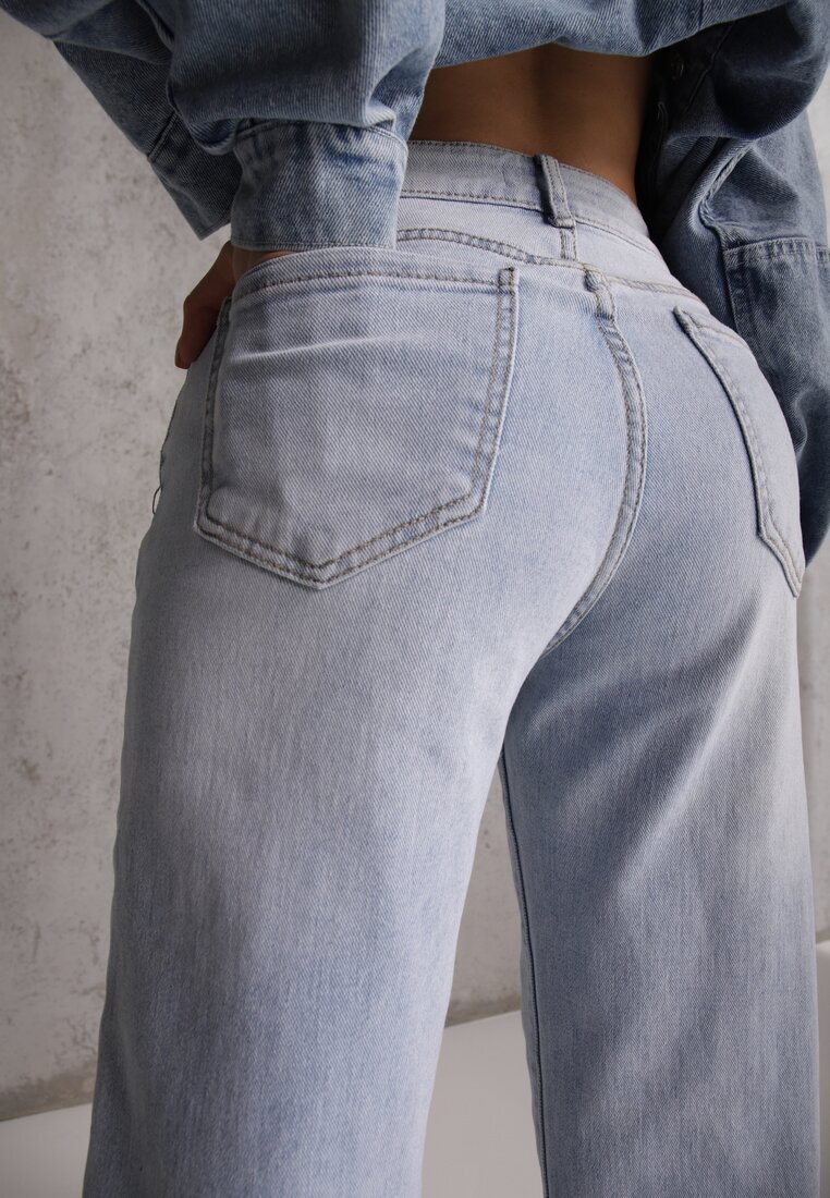 daysie Blugi Albastru deschis Straight Leg High Waist din bumbac Erivera