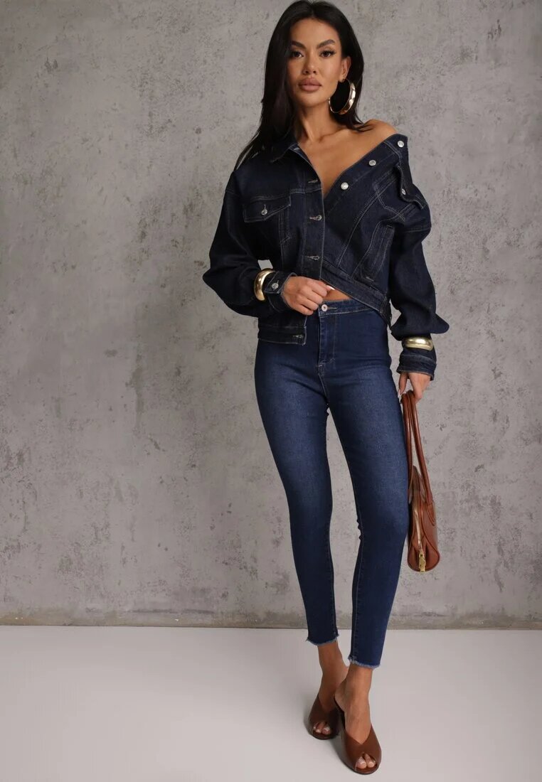 daysie Blugi Bleumarin Skinny High Waist Vivizo