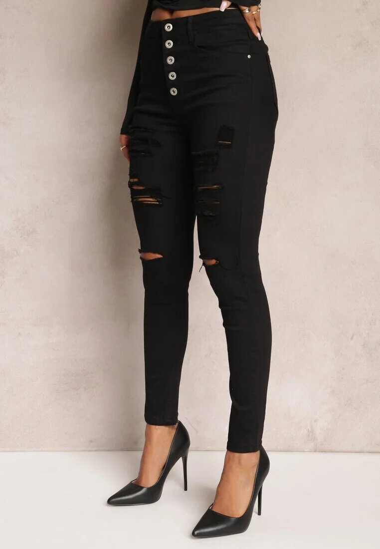 daysie Blugi Negri Skinny cu Talie Înaltă Yholo