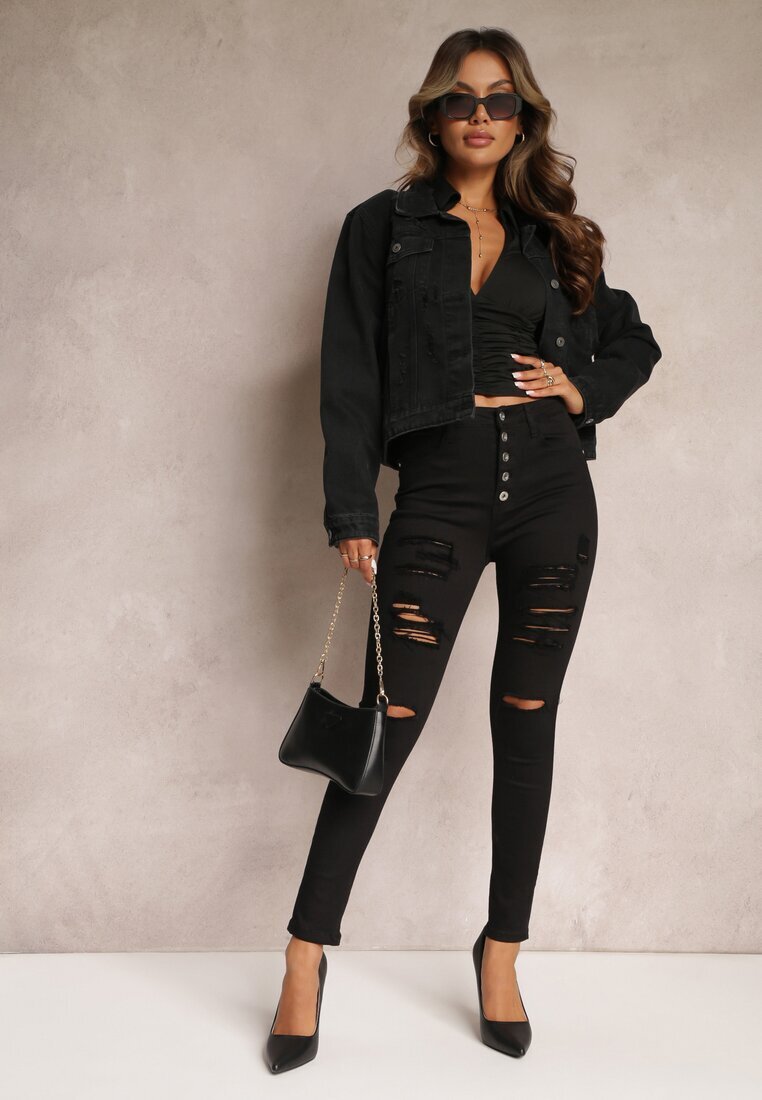 daysie Blugi Negri Skinny cu Talie Înaltă Yholo
