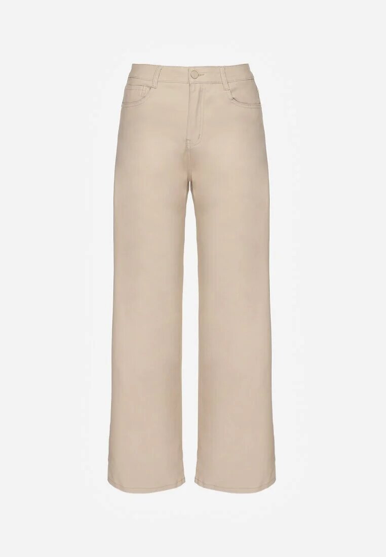 daysie Pantaloni Bej Ceruiți cu croială largă High Waist Sezila