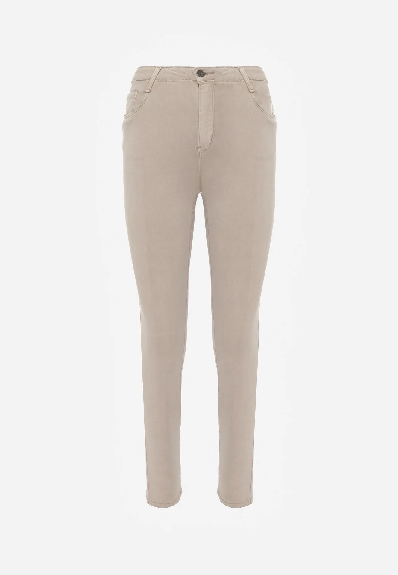 daysie Pantaloni Bej Skinny cu talie înaltă și eșarfă decorativă Hyadia