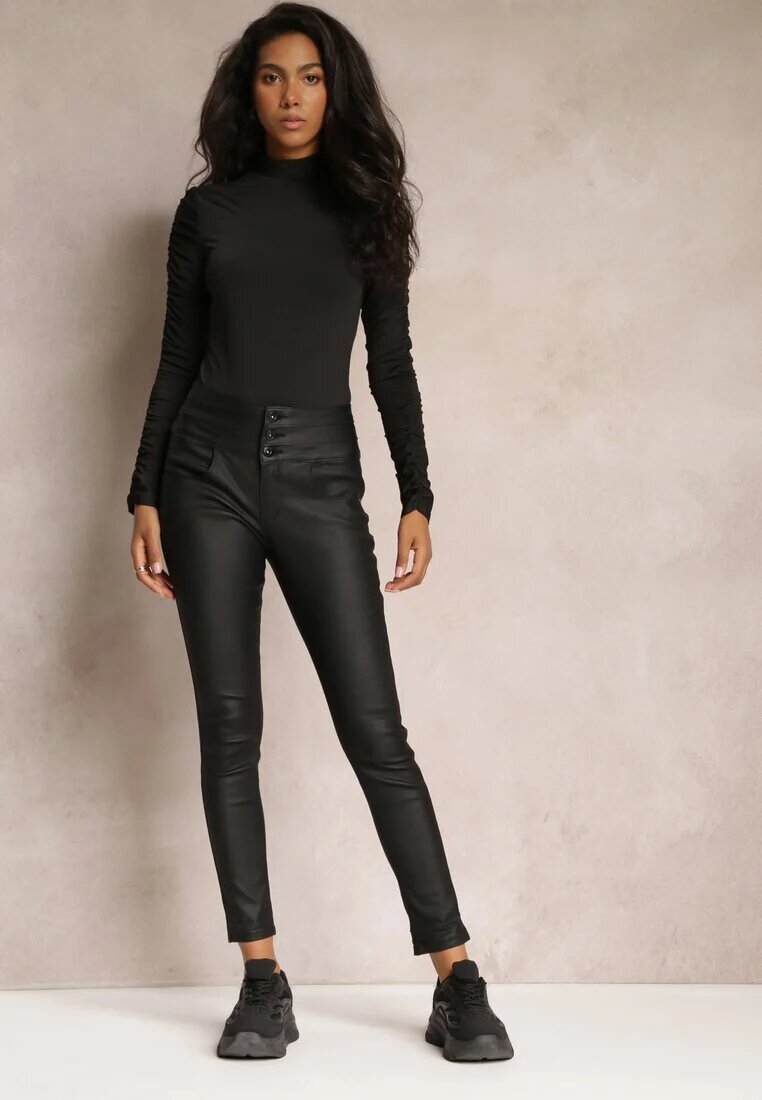 daysie Pantaloni Negri High Waist Skinny din Piele ecologică Opmin