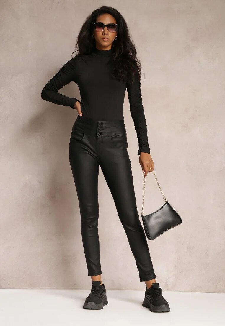 daysie Pantaloni Negri High Waist Skinny din Piele ecologică Opmin