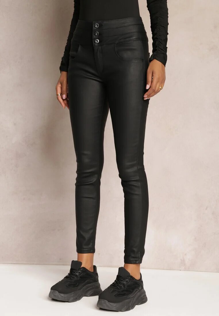daysie Pantaloni Negri High Waist Skinny din Piele ecologică Opmin