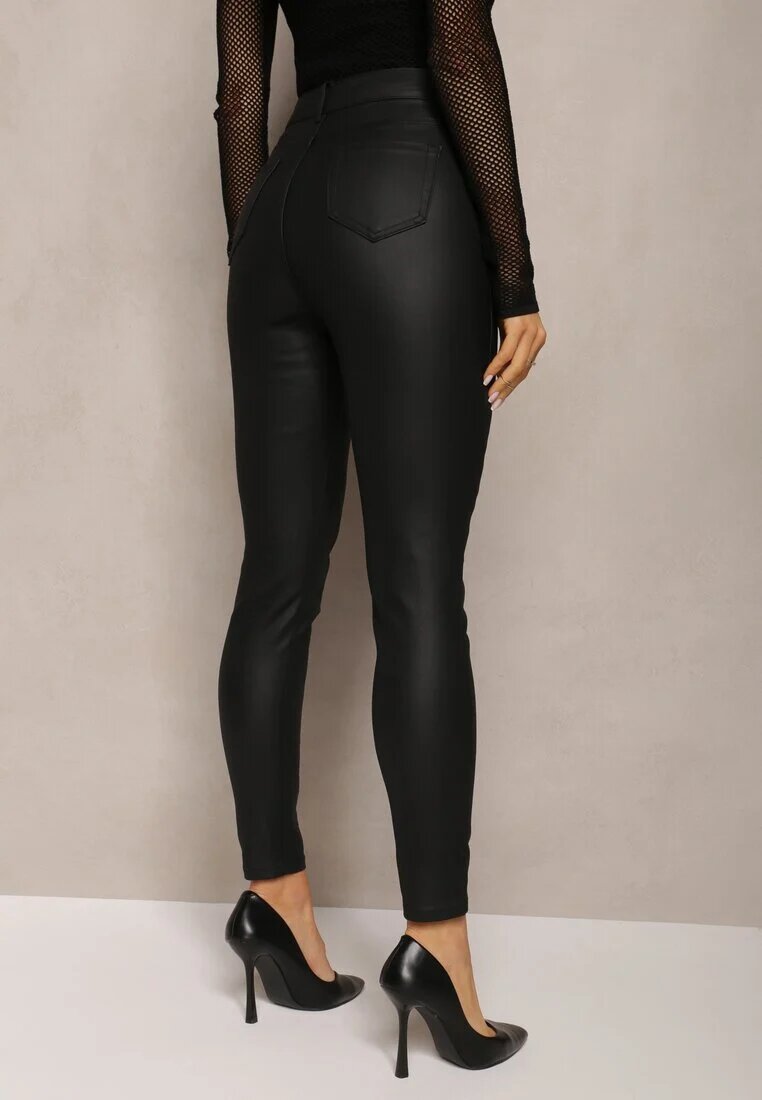 daysie Pantaloni Negri Skinny din imitație de piele Decorați cu fermoare Finarindra