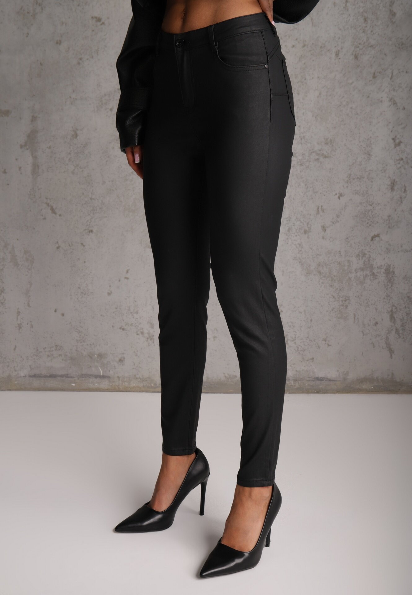 daysie Pantaloni Negri Skinny din Piele ecologică Operwena