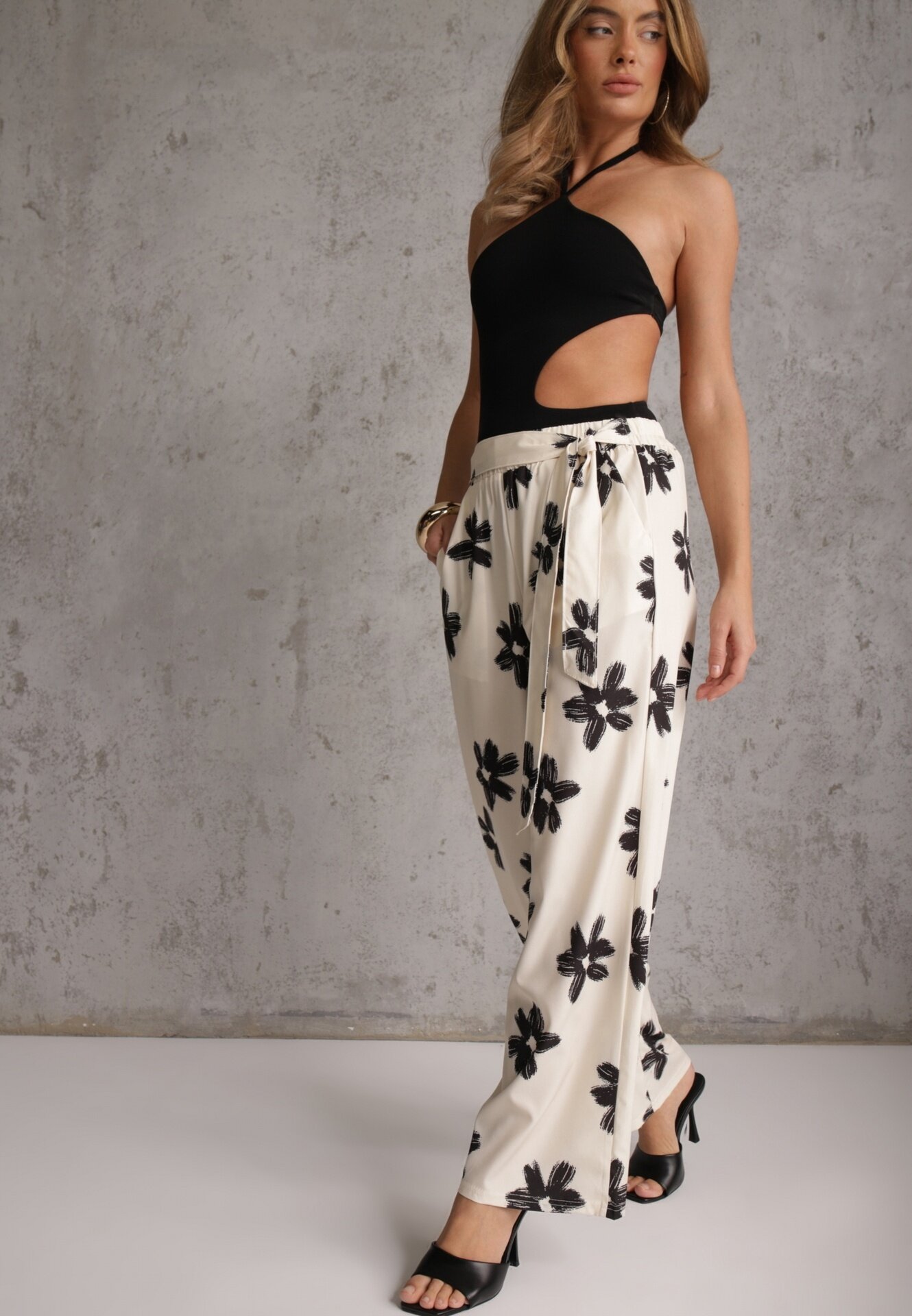 daysie Pantaloni Oramare Negru cu crem