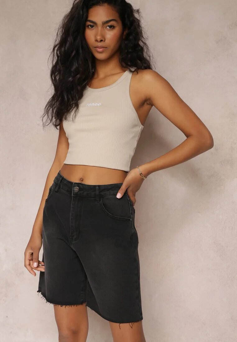 daysie Pantaloni scurți Negri cu talie înaltă din denim Tierna