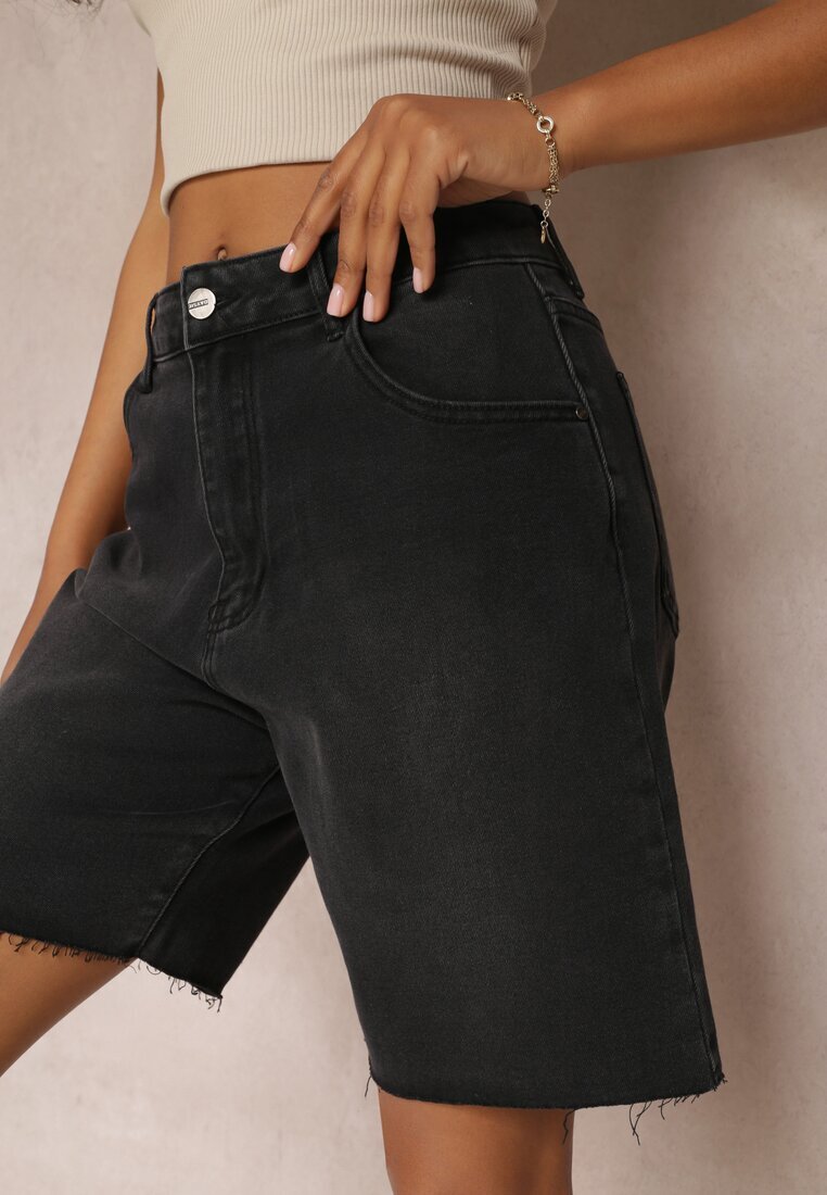 daysie Pantaloni scurți Negri cu talie înaltă din denim Tierna