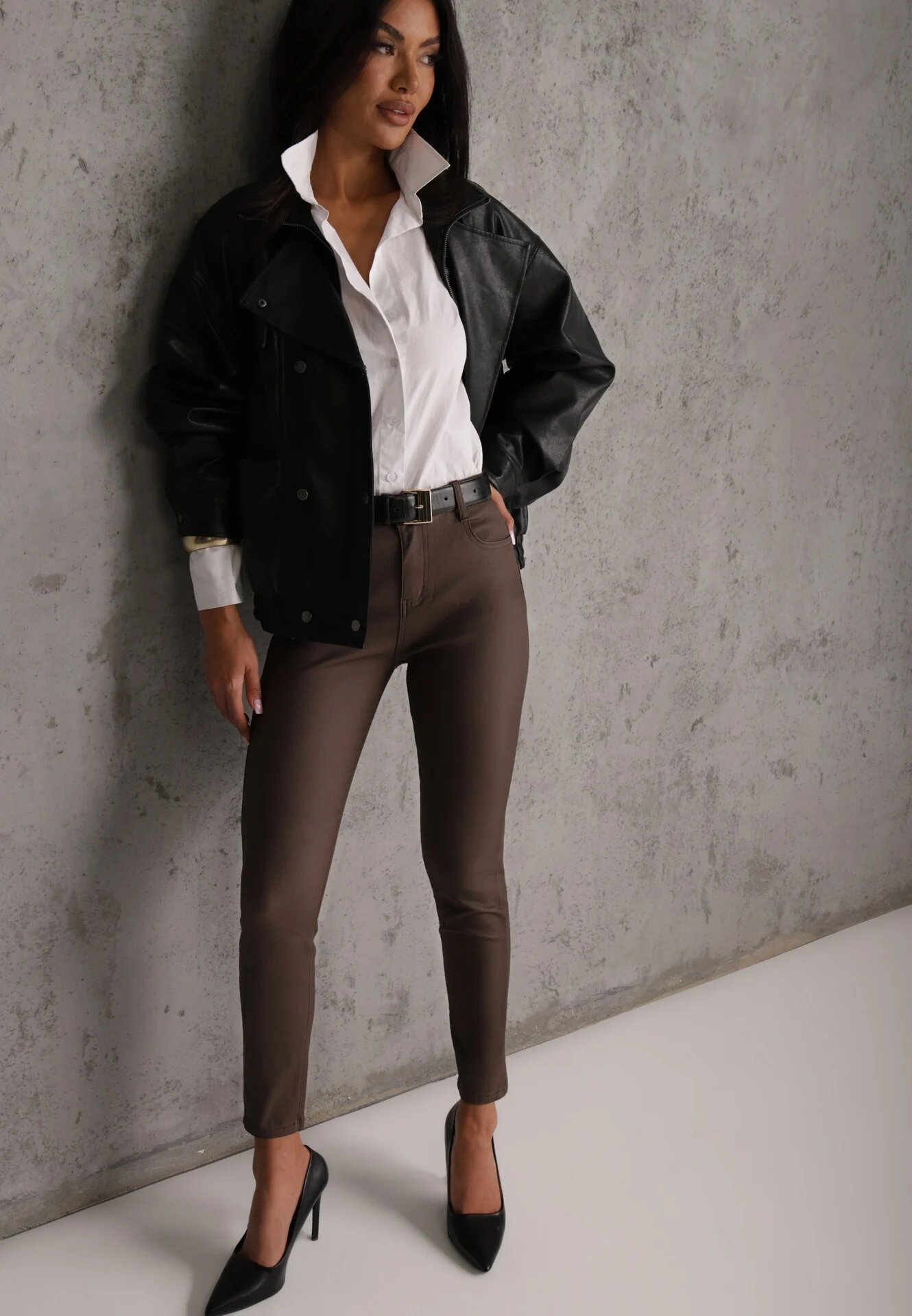 daysie Pantaloni Skinny Maro din Piele Ecologică Operwena